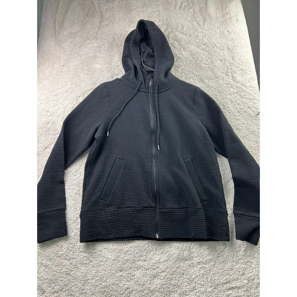 Active Life Ribbed Full Zip Hoodie XL Black Textured Athleisure Gorpcore Sporty